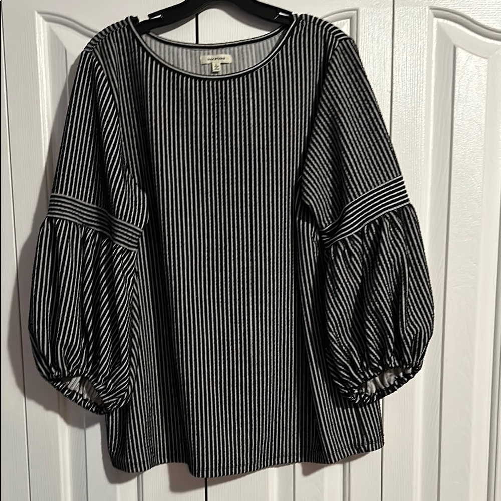 Max Studio Black and White Striped Blouse